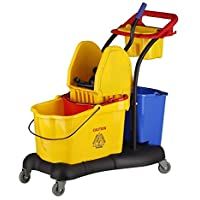 Chiner - Carro de fregado completo profesional Compact. Sistema de fregado profesional con prensa- doble cubeta auxiliar…